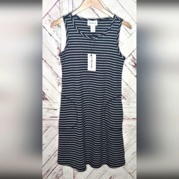 For The Republic Sleeveless Nautical Stripe Dress - Picture 1 of 4